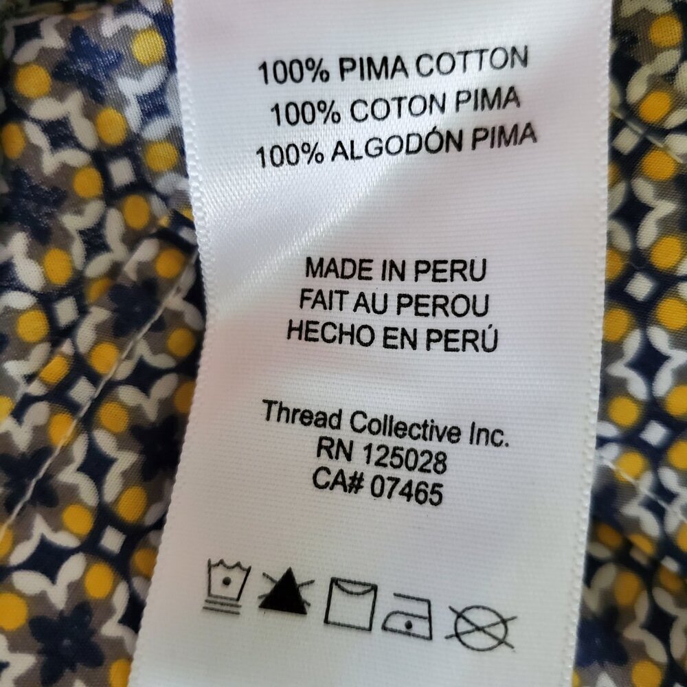 Psycho Bunny 100% Pima Cotton Geometric Printed Long Sleeve Button Down Shirt M - Picture 7 of 13